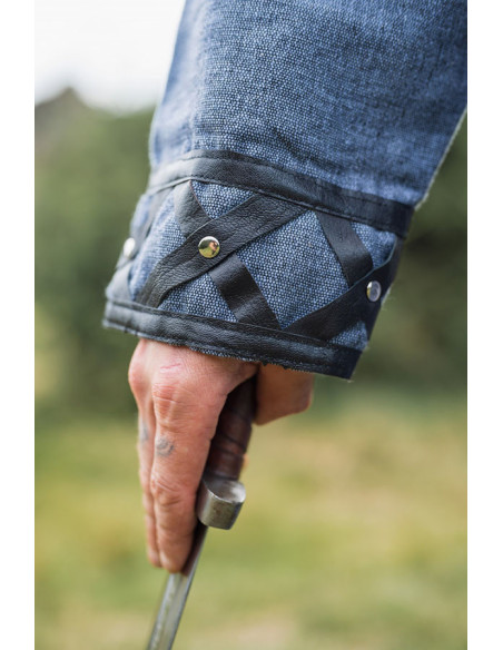 Decorated Viking tunic Erik, bluish gray