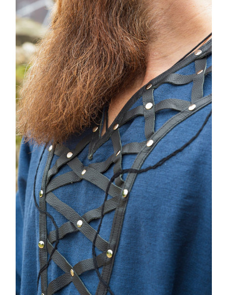 Decorated Viking tunic Erik, dark blue