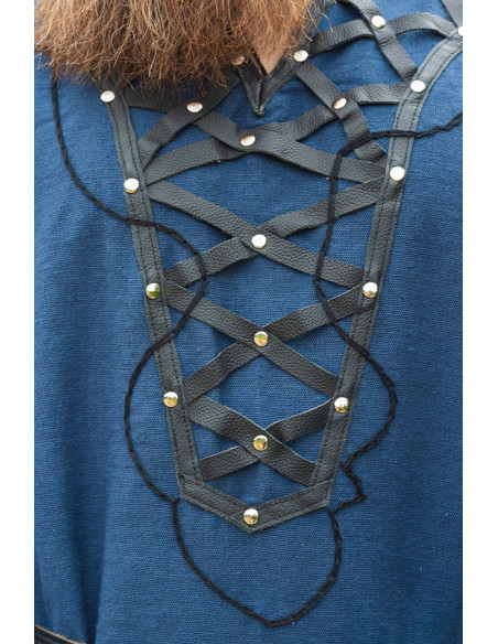 Decorated Viking tunic Erik, dark blue