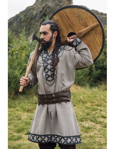 Decorated Viking tunic Erik, sand color