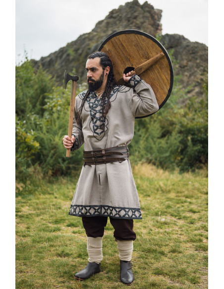 Decorated Viking tunic Erik, sand color
