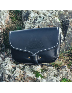 Leather Viking Bag Hulda with Celtic Knot, black