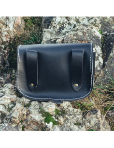 Viking waist bag in leather Folkvar with Vegvisir, black... 2