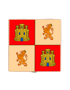 Medieval wooden box Castilla y León shield 2