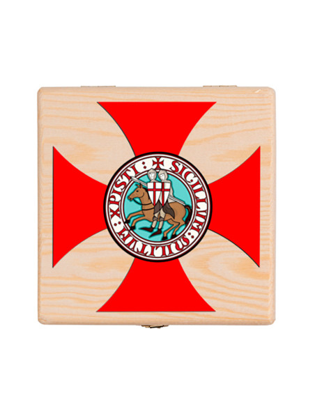 Medieval box Cross Templars in wood