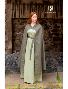 Morpheus medieval women's cloak in cotton, olive green