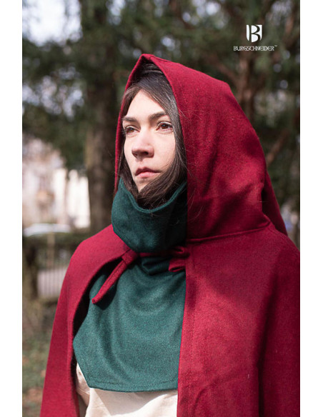 Hibernus medieval wool cape, red color
