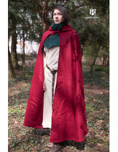 Hibernus medieval wool cape, red color