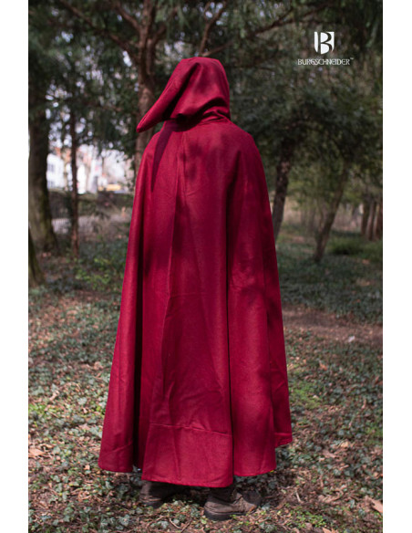 Hibernus medieval wool cape, red color