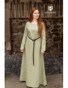 Medieval tunic long sleeves Feme, spring green color