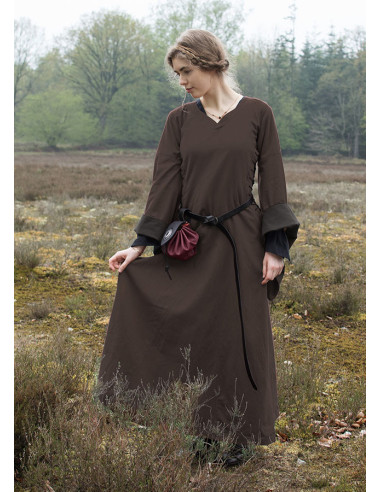 Medieval open dress Bliaut Amal, brown