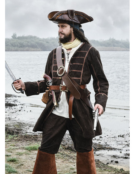 Pirate leather belt with baldric and...