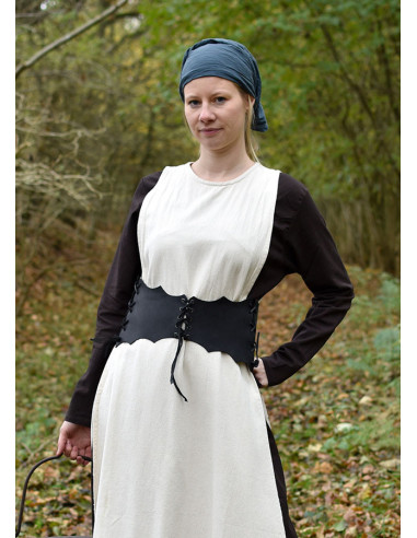 Corset-type belt with ties, black color