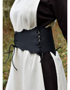 Corset-type belt with ties, black color 2