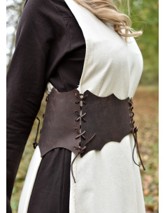 Corset-type belt with ties, brown color 2