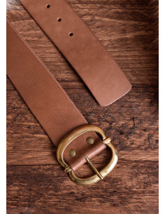 Medieval belt of 135 cm. with brass buckle, brown 2