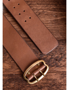Medieval belt of 135 cm. with brass buckle, brown 2