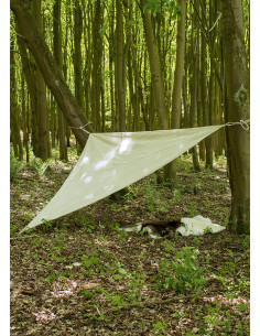 Triangular awning with rope for medieval camping, 3m.