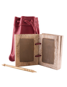 Wax book with brass pencil and leather case