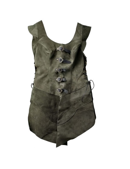 Julienne long leather justillo, green