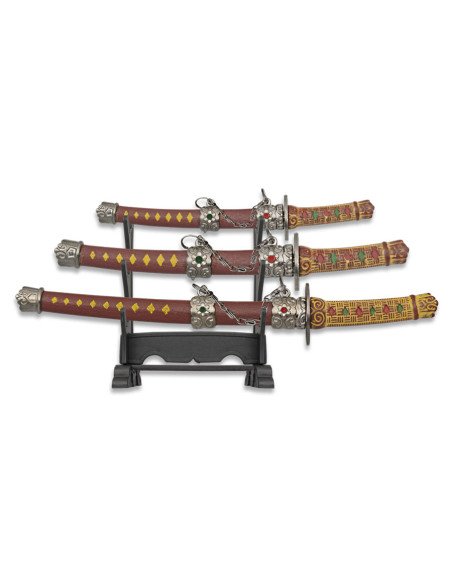 Set of 3 decorative mini-katanas with...