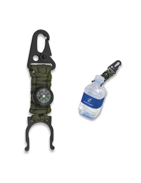 Paracord holds bottles with compass