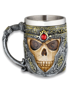 Skull mug in aluminum and resin