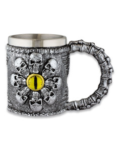 Mug skulls and eye in aluminum and resin