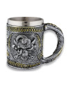 Mug skulls and snake in aluminum and resin