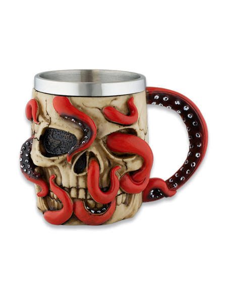 Octopus and skull mug in aluminum and...