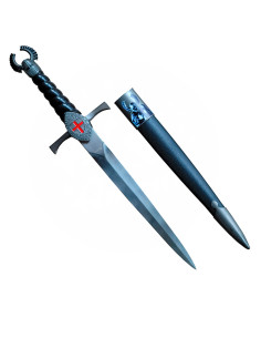 Templar dagger threaded hilt with leather sheath