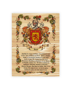 Coat of Arms 1 Surname on wood (30x40 cms.)