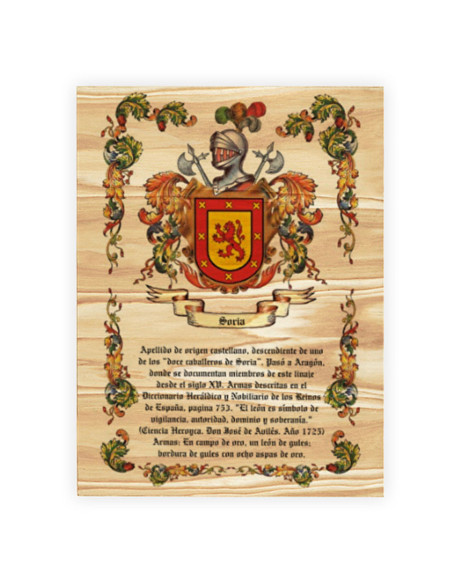 Coat of Arms 1 Surname on wood (30x40...