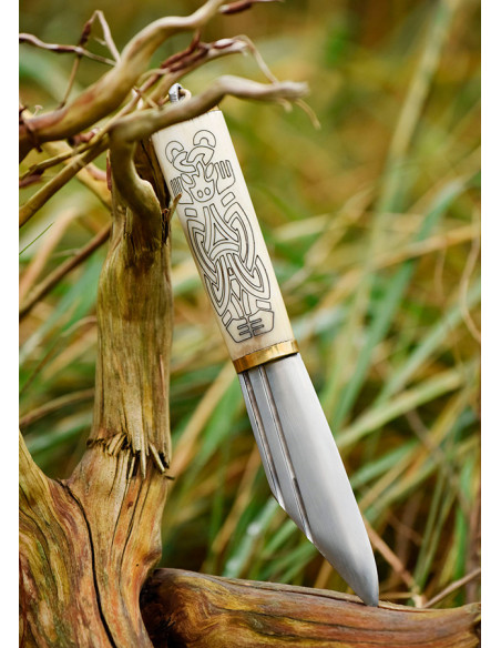 Small Viking Seax knife, bone handle,...