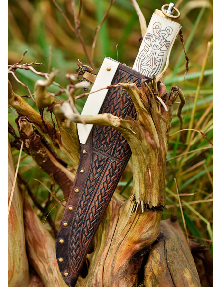 Small Viking Seax knife, bone handle,...