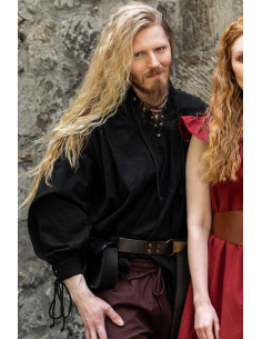 Medieval shirt Adrian with laces, white or black