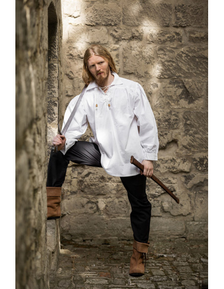 Artur pirate shirt with laces, white