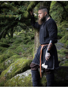 Viking tunic with Erwin embroidery, black