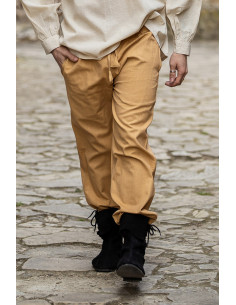 Unisex LIGHT BROWN medieval pants with elastic waist band