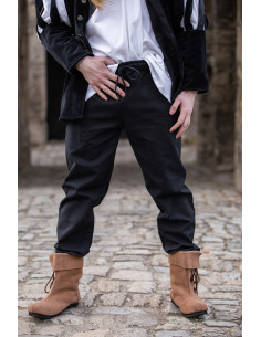 Unisex BLACK medieval pants with elastic waistband