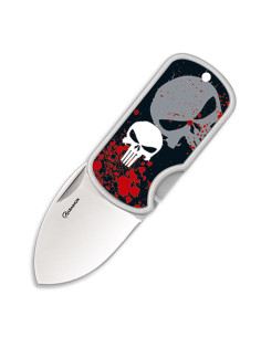 3D skull knife with clip, blade 4 cm