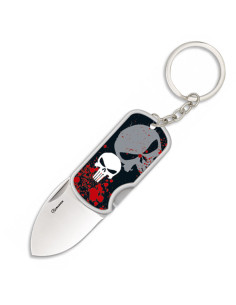 3D Spanish skull pocketknife-keychain with clip, blade 4 cm