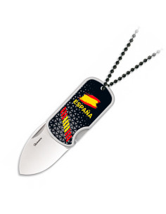 3D Spanish flag penknife with ball pendant, blade 4 cm