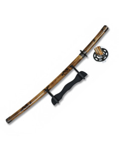 Decorative katana with engraved wooden sheath