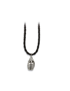 Zinc pomegranate pendant with leatherette cord