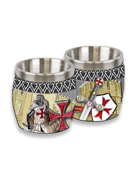 Shot glass knights templar with cross...