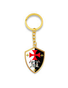 Templar shield keychain with Maltese cross