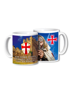Ceramic Knight Templar Mug with sword, castle and legend