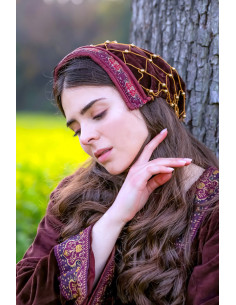 Elaine noble velvet cap, burgundy 2