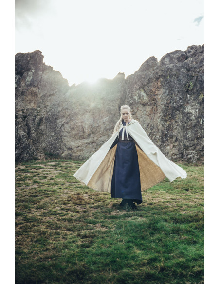 Medieval natural white wool cape with...